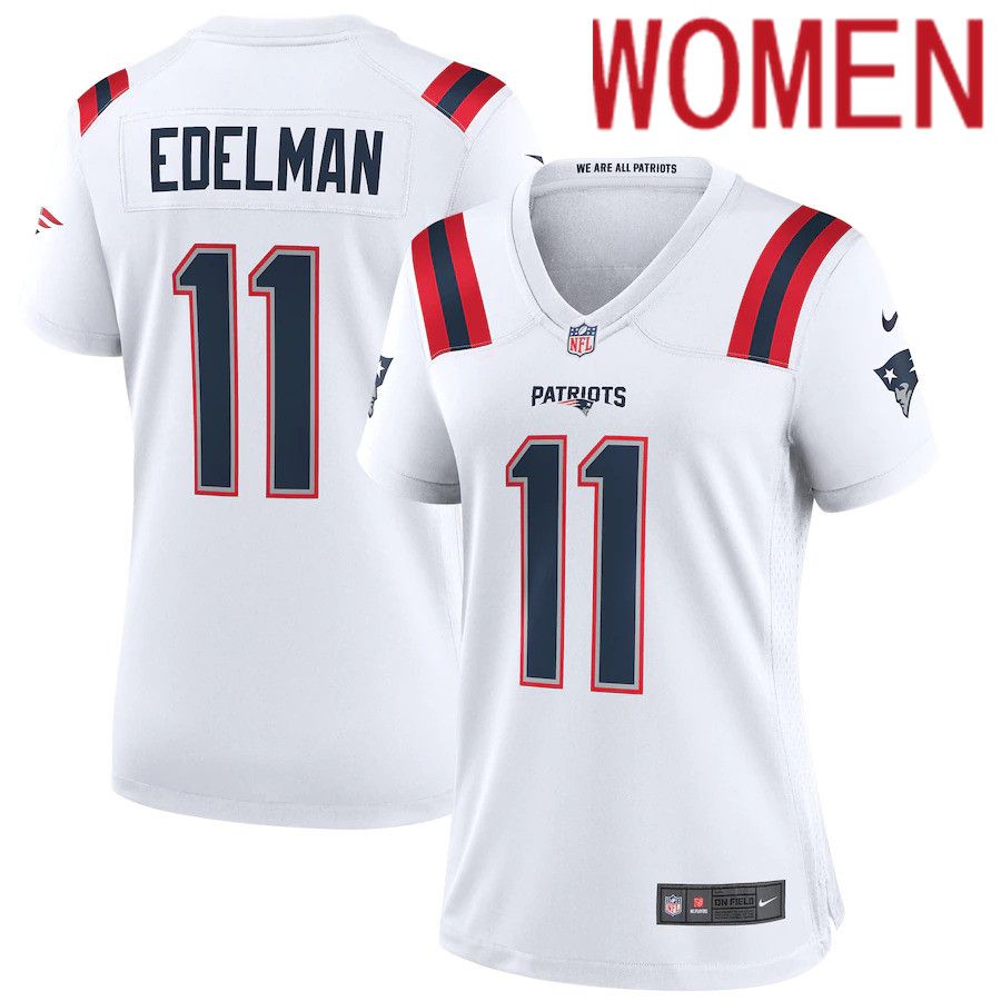 Women New England Patriots #11 Julian Edelman Nike White Team Game NFL Jersey